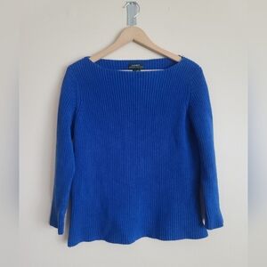 Lauren Ralph Lauren Blue Crew Neck Sweater with Ribbed Texture